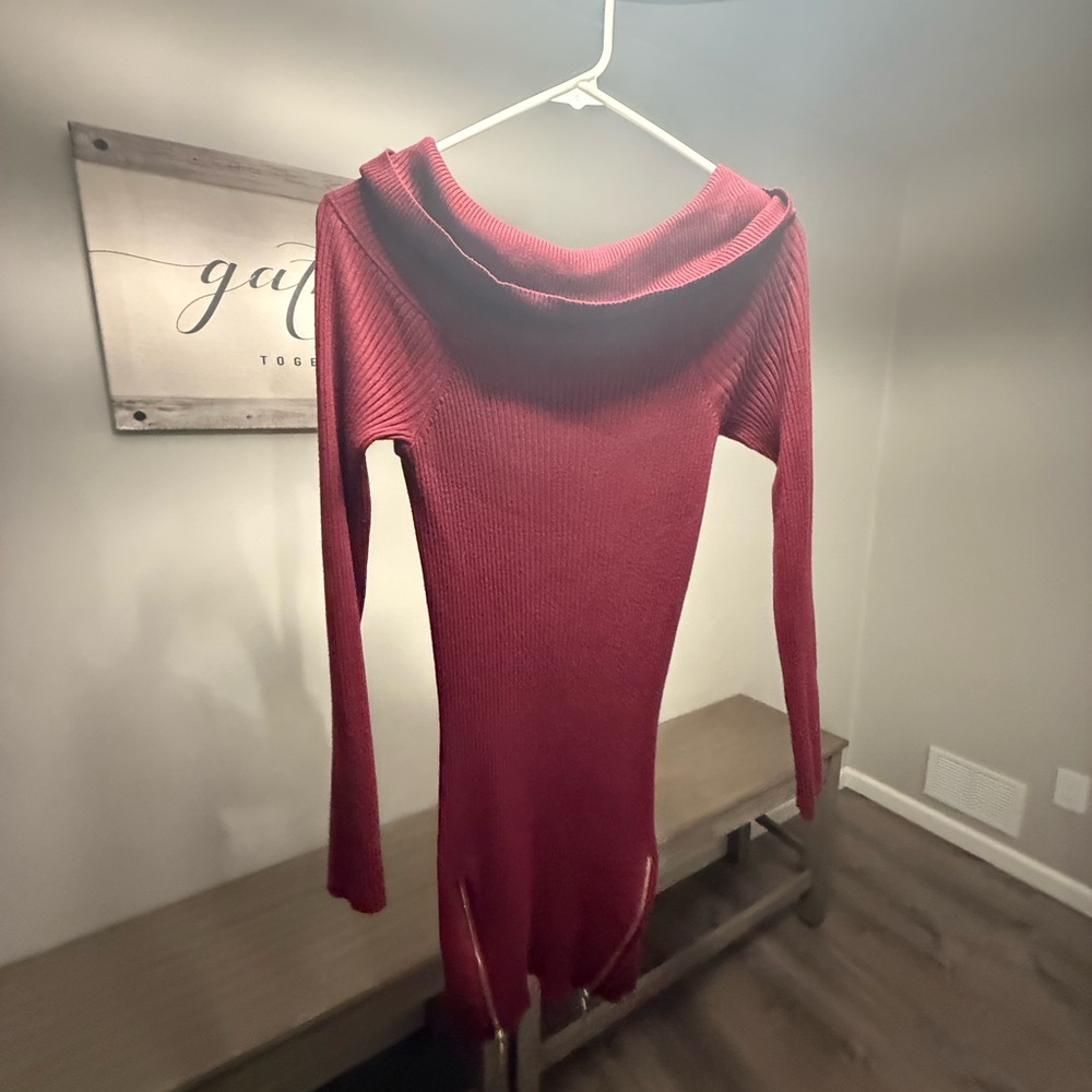 Material Girl Burgundy Ribbed Knit Top